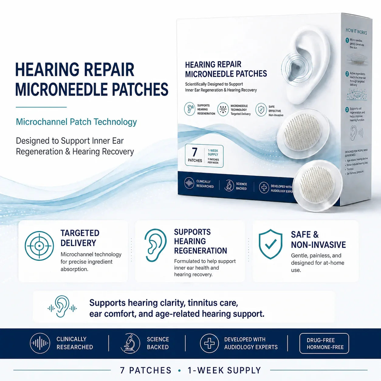 Microneedle ear patch product overview